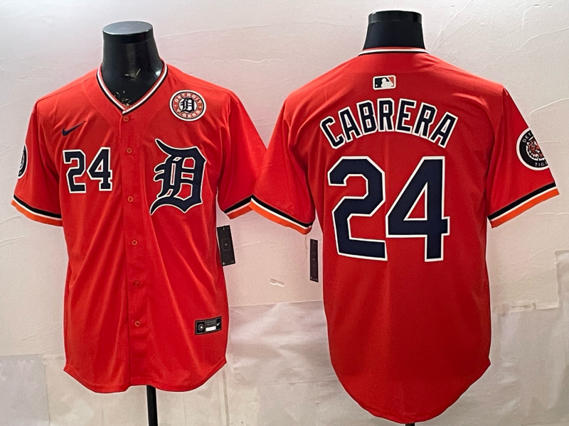 Men Detroit Tigers #24 Cabrera orange Game Nike MLB Jersey 202603232->->MLB Jersey